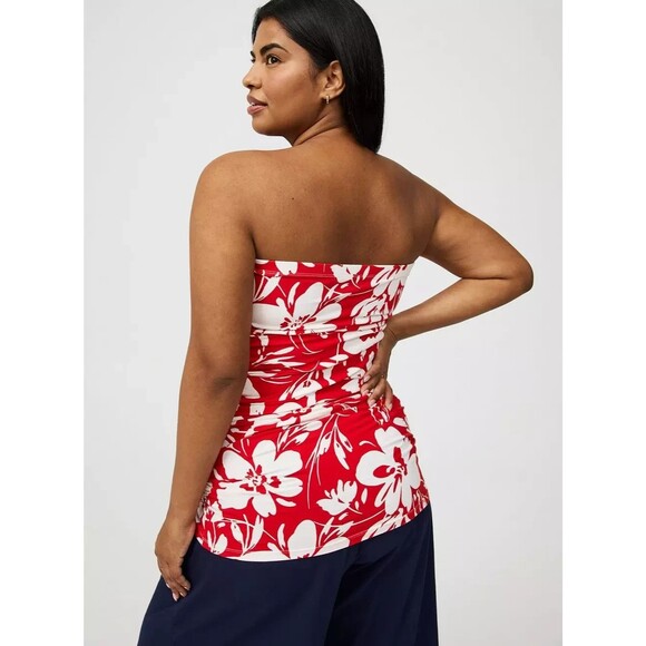 NWT Torrid Foxy Red & White Floral Ruched Tube Top Size 3 or 22/24 Plus - Picture 4 of 6